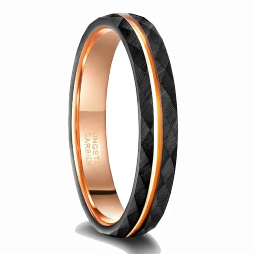 YAHOYA Einfache rhombische Raute mit Einlage aus Roségold Line Lovers 4mm 6mm 8mm Ring aus schwarzem Wolframkarbid für Männer und Frauen YAHOYA Einfache rhombische Raute mit Einlage aus Roségold Line Lovers 4mm 6mm 8mm Ring aus schwarzem Wolframkarbid für Männer und Frauen von YAHOYA