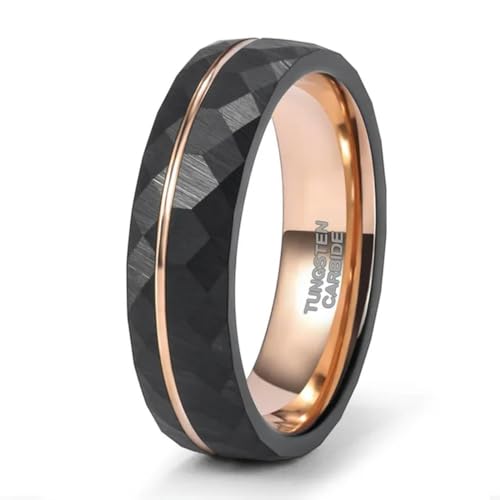 YAHOYA Einfache rhombische Raute mit Einlage aus Roségold Line Lovers 4mm 6mm 8mm Ring aus schwarzem Wolframkarbid für Männer und Frauen YAHOYA Einfache rhombische Raute mit Einlage aus Roségold Line Lovers 4mm 6mm 8mm Ring aus schwarzem Wolframkarbid für Männer und Frauen von YAHOYA