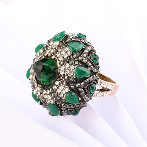 YAHOYA Einzigartige natürliche grüne Steinringe für Frauen Vintage Antik Gold Kristall Blume Großer Ring Türkischer Schmuck YAHOYA Einzigartige natürliche grüne Steinringe für Frauen Vintage Antik Gold Kristall Blume Großer Ring Türkischer Schmuck von YAHOYA