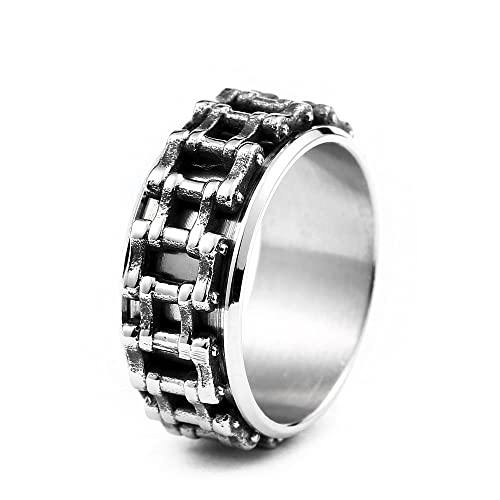 YAHOYA Fidget Ring Stilvolle Herren Spinner Center Curb Kettenblätter Farbe Edelstahl Linderung Angst Sorge Männlicher Schmuck von YAHOYA