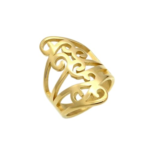 YAHOYA Frauen Ringe Edelstahl Charm Finger Knuckle Blume hohl Band Ring goldton Mode Cocktail schmuck YAHOYA Frauen Ringe Edelstahl Charm Finger Knuckle Blume hohl Band Ring goldton Mode Cocktail schmuck von YAHOYA