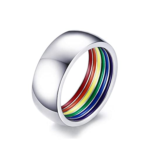 YAHOYA Gay Pride Eheringe für Frauen und Männer Bunte Edelstahl Ringe Party Regenbogen Geschenk Schmuck YAHOYA Gay Pride Eheringe für Frauen und Männer Bunte Edelstahl Ringe Party Regenbogen Geschenk Schmuck von YAHOYA