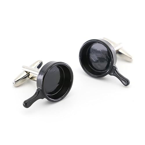 YAHOYA Herren Bratpfanne Manschettenknöpfe Qualität Messing Material Schwarze Farbe Küche Koch Manschettenknöpfe YAHOYA Herren Bratpfanne Manschettenknöpfe Qualität Messing Material Schwarze Farbe Küche Koch Manschettenknöpfe von YAHOYA