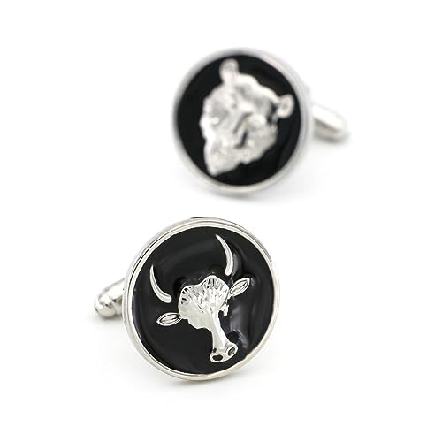 YAHOYA Herren Bull &; Bär Stock Manschettenknöpfe Qualität Kupfer Material Schwarze Farbe Tier Design Manschettenknöpfe von YAHOYA
