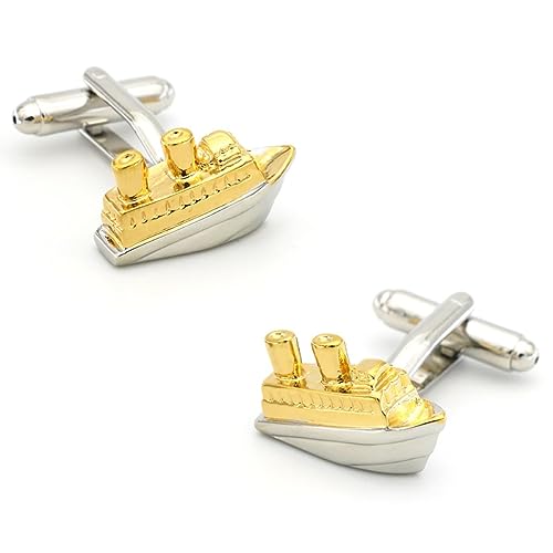 YAHOYA Herren Titanic Boot Manschettenknöpfe Qualität Messing Material Goldene Farbe Roman Film Design Manschettenknöpfe von YAHOYA