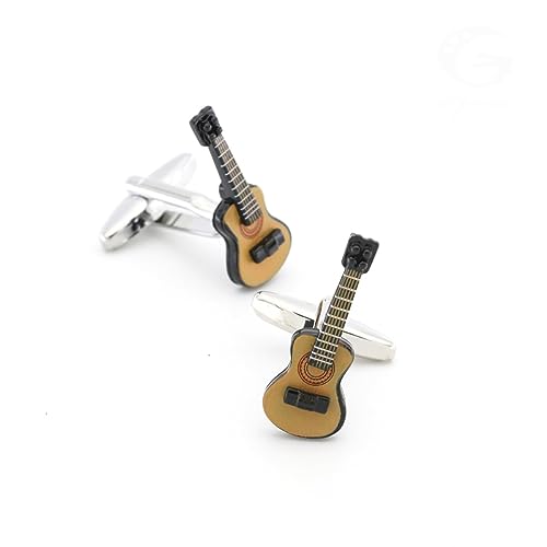 YAHOYA Herren Vintage Gitarre Manschettenknöpfe Qualität Kupfer Material Kaffee Farbe Musik Design Manschettenknöpfe von YAHOYA