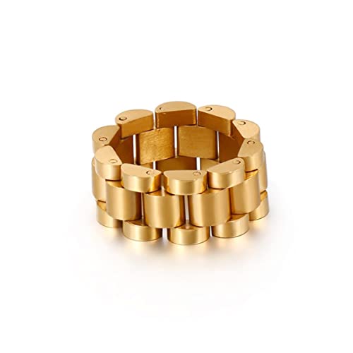 YAHOYA Hip Hop Edelstahl Riemen Fingerringe Männer Frauen Gold Farbe Faltbar Einfacher Punk Ring 10mm Breite Herren Schmuck YAHOYA Hip Hop Edelstahl Riemen Fingerringe Männer Frauen Gold Farbe Faltbar Einfacher Punk Ring 10mm Breite Herren Schmuck von YAHOYA