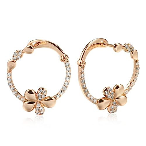 YAHOYA Innovative Roségold-Farbtropfen-Ohrringe Luxus Elegante Kristallblumen-Ohrringe für Frau Mode Vintage Schmuck von YAHOYA