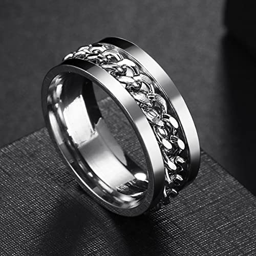 YAHOYA Ins Mode Frauen drehbare Kettenglied Männer Spinner Ring Edelstahl Herren's Titan Angst Fidget Korkenzieher Ring Geschenk YAHOYA Ins Mode Frauen drehbare Kettenglied Männer Spinner Ring Edelstahl Herren's Titan Angst Fidget Korkenzieher Ring Geschenk von YAHOYA