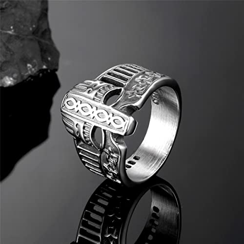 YAHOYA Klassische Wikinger Krieger Helm Ring Männer Edelstahl Nordische Rune Vegvisir Spartanische Accessoires Skandinavisches Amulett Schmuck Geschenke von YAHOYA