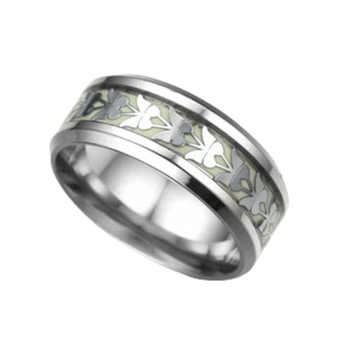 YAHOYA Leuchtende Schmetterling Tierringe Grünes Licht Leuchten im Dunkeln Edelstahl Ringe für Frauen Männer Ehering Schmuck von YAHOYA
