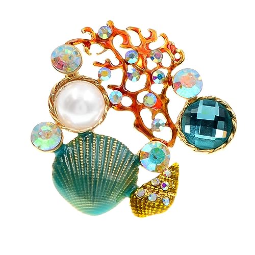 YAHOYA Marine Serie Kreative Persönlichkeit Tropföl Koralle Jakobsmuschel Perle Brosche Mode Einfacher Kragen Pin Zubehör für Frau von YAHOYA