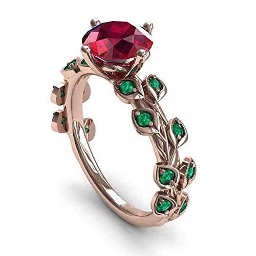 YAHOYA Mode Rot Blume Grün Blatt Ringe Statement Schmuck Accessoires Exquisite Roségold Kristall Strasssteine Ringe für Frauen YAHOYA Mode Rot Blume Grün Blatt Ringe Statement Schmuck Accessoires Exquisite Roségold Kristall Strasssteine Ringe für Frauen von YAHOYA