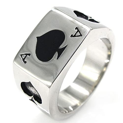 YAHOYA Neue Retro Herrenmode Titan Stahl Ring Stahl Punk Ring A Pik Ring für Frauen Mann Ringe von YAHOYA