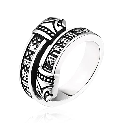 YAHOYA Nordische Mythologie Midgard Schlange Jormungand Fingerringe Herren Edelstahl Offener Ring Wikinger Talisman Männlicher Skandinavischer Schmuck von YAHOYA