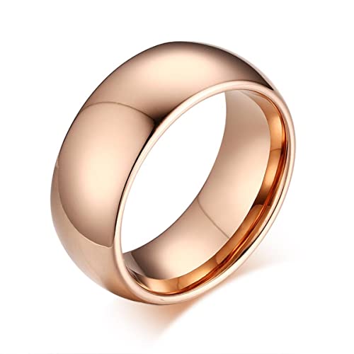 YAHOYA Qualität Wolfram Ring Rose Gold männlicher Ring 8mm Mode Ehering Ring für Männer und Frauen in voller Größe von YAHOYA