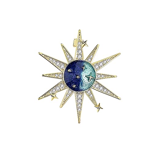 YAHOYA Sternenhimmel Serie Sonnenbrosche Fantasie Blau Universum Sternenhimmel Sonne Brosche Persönlichkeit Design Kleidung Anstecknadel Trend Accessoires von YAHOYA