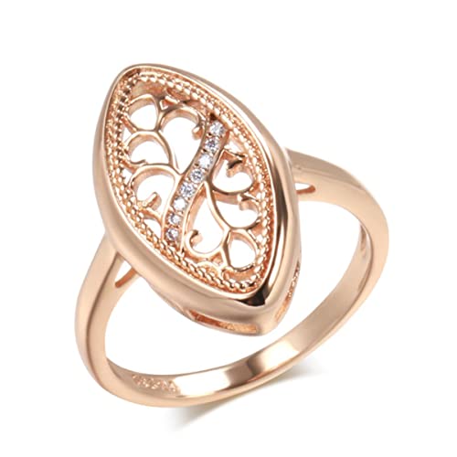 YAHOYA Trend 585 Roségold Ring für Frauen Mikrowachs Inlay Natürliche Zirkon Hohle Blume Ethnische Braut Ring Vintage Schmuck von YAHOYA