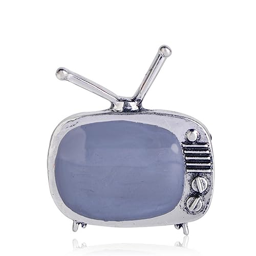 YAHOYA Vintage Kabelfernsehen Form Legierung Broschen Grau Emaille Nostalgische TV Brosche Anstecknadeln Frauen Männer Souvenir Party Abzeichen Schmuck von YAHOYA