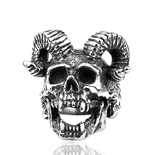 YAHOYA Vintage Punk Totenkopf Ring Männlich Hip Hop Goth Ring Männliche Mode Rot Zirkon Ring Männlicher Schmuck Accessoires von YAHOYA