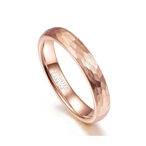 YAHOYA Wolframring 6mm 4mm gehämmert Wolframkarbid Ring gebürstetes Finish Rosé vergoldet Ehering für Männer Frauen YAHOYA Wolframring 6mm 4mm gehämmert Wolframkarbid Ring gebürstetes Finish Rosé vergoldet Ehering für Männer Frauen von YAHOYA