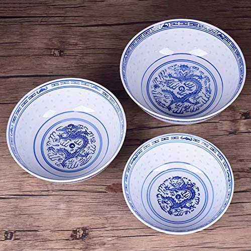 YAHU 4,5/5/6/7/8/9 Zoll blau und weiß Porzellan Ramen Schüssel chinesische Keramik Reisschalen Drachenmuster Geschirr Vintage von YAHU
