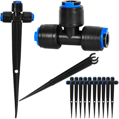 10 Stück 6,35 mm Tropfbewässerungs-T-Stück-Anschlüsse, Schnellverbindung, Universal-Tropfbewässerungsschlauch-Kupplungsventil, Verbindungs-Verriegelung für Sprinkler oder Tropfbewässerungssystem von YAIRMIS