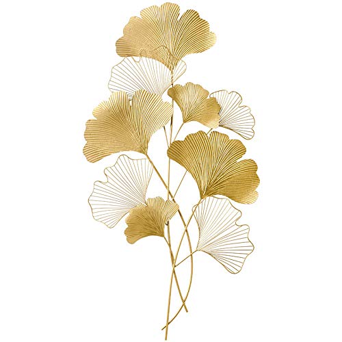 YAIUNHIQ 55 * 110cm Gold Metall Blätter Ginkgo Wanddeko Modern Deko,Wohnzimmer Dekoration von YAIUNHIQ
