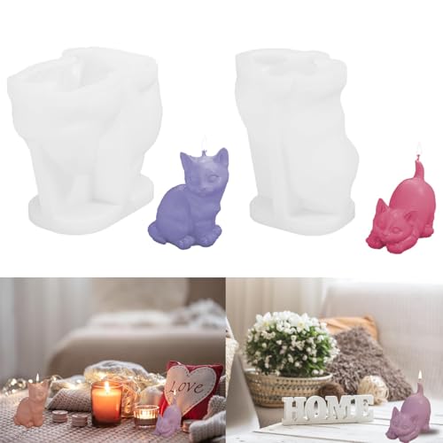 YAIUNHIQ Kerzen Silikonform Gießform Katze Kerzenform zum Gießen 3D Kätzchen Seifenform Epoxidharz YAIUNHIQ Kerzen Silikonform Gießform Katze Kerzenform zum Gießen 3D Kätzchen Seifenform Epoxidharz von YAIUNHIQ
