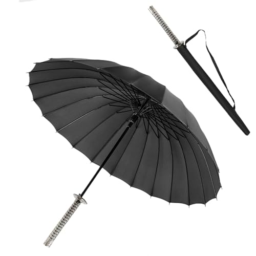 YAIUNHIQ Samurai-Schwert-Regenschirm aus Metall mit langem Griff, winddichter Outdoor-Regenschirm YAIUNHIQ Samurai-Schwert-Regenschirm aus Metall mit langem Griff, winddichter Outdoor-Regenschirm von YAIUNHIQ