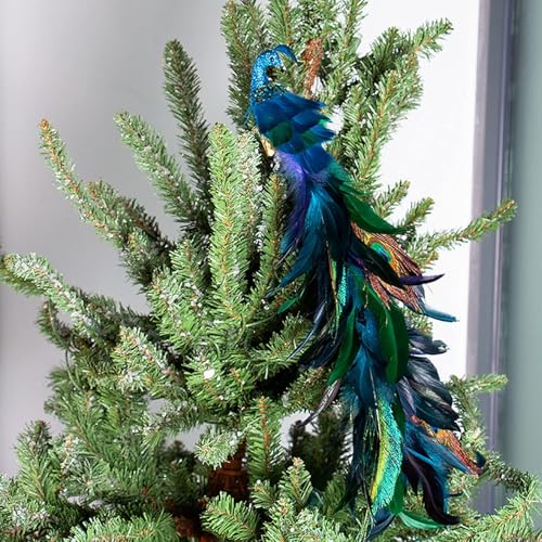 YAIUNHIQ Weihnachtsschmuck aus künstlichem Pfauenmotiv, Christbaumschmuck, Weihnachtsschmuck in Pfauenform, 2 Stück von YAIUNHIQ