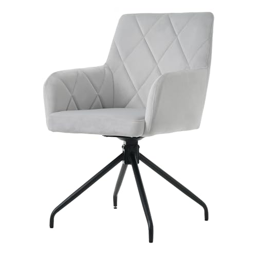 YAIXBNG 4er Set 360° Drehbarer Esszimmerstühle mit Rautenmuster,Gepolsterter Sessel mit 4 Metallbeinen,Moderner Lounge-Stuhl,Wohnzimmerstuhl für Shlafzimmer,Arbeitzimmer,Lendenwirbelstütze,Samt,Grau YAIXBNG 4er Set 360° Drehbarer Esszimmerstühle mit Rautenmuster,Gepolsterter Sessel mit 4 Metallbeinen,Moderner Lounge-Stuhl,Wohnzimmerstuhl für Shlafzimmer,Arbeitzimmer,Lendenwirbelstütze,Samt,Grau von YAIXBNG