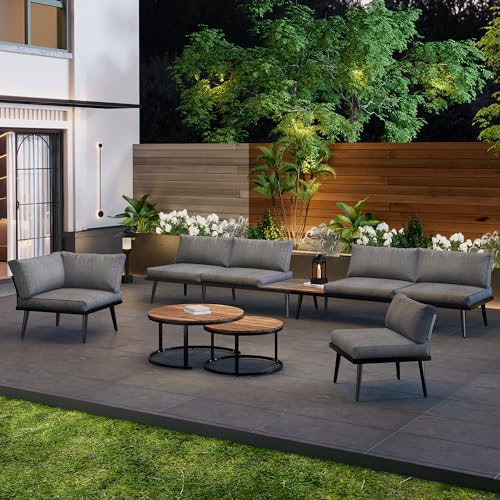 YAIXBNG Gartenlounge-Set für 5-6 Personen, Gartenmöbel, Essgruppe für Terrasse Balkon Garten Indoor Outdoor, Rahmen aus verzinktem Eisen, Essgruppe 6-TLG YAIXBNG Gartenlounge-Set für 5-6 Personen, Gartenmöbel, Essgruppe für Terrasse Balkon Garten Indoor Outdoor, Rahmen aus verzinktem Eisen, Essgruppe 6-TLG von YAIXBNG