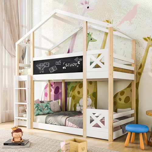 YAIXBNG Kinderbett Baumhaus mit Leiter 90 x 200 cm, Hochbett für Kinder– 2X Lattenrost- Natur & Weiß YAIXBNG Kinderbett Baumhaus mit Leiter 90 x 200 cm, Hochbett für Kinder– 2X Lattenrost- Natur & Weiß von YAIXBNG