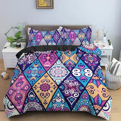YAJINGJIAN Bohemian Bettwäsche 135x200 cm 2 Teilig Rosa Orange Boho Indischen Mandala Böhmisch Bettwäsche Set mit Reißverschluss Vintage Bettbezug und 1 Kissenbezug 80x80cm (3,155x220cm+80x80cmx2) YAJINGJIAN Bohemian Bettwäsche 135x200 cm 2 Teilig Rosa Orange Boho Indischen Mandala Böhmisch Bettwäsche Set mit Reißverschluss Vintage Bettbezug und 1 Kissenbezug 80x80cm (3,155x220cm+80x80cmx2) von YAJINGJIAN