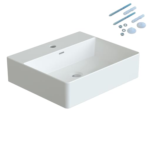 YAKE Aufsatzbecken Keramik Aufsatzwaschbecken 50x 42x 13,5cm Bad Waschplatz Waschbecken Handwaschbecken klein Gäste wc weiß mit Wasserhahnloch und Überlauf rechteckig Design YAKE Aufsatzbecken Keramik Aufsatzwaschbecken 50x 42x 13,5cm Bad Waschplatz Waschbecken Handwaschbecken klein Gäste wc weiß mit Wasserhahnloch und Überlauf rechteckig Design von YAKE