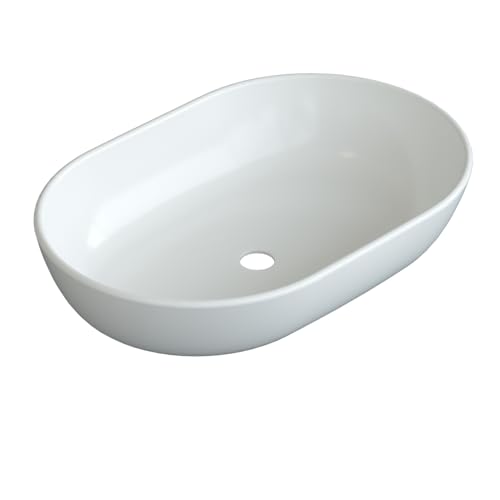 YAKE Aufsatzbecken Keramik Aufsatzwaschbecken 60x 42x 14cm Bad Waschplatz Waschbecken Handwaschbecken klein Gäste wc weiß oval Design ohne Wasserhahnloch und Überlauf YAKE Aufsatzbecken Keramik Aufsatzwaschbecken 60x 42x 14cm Bad Waschplatz Waschbecken Handwaschbecken klein Gäste wc weiß oval Design ohne Wasserhahnloch und Überlauf von YAKE