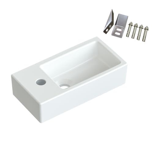YAKE Handwaschbecken klein gäste wc Waschbecken weiß 40,5x 20x 10,5cm hängend Wandmontage Bad Waschplatz Waschbecken mit Wasserhahnloch aus Keramik rechteckig Design YAKE Handwaschbecken klein gäste wc Waschbecken weiß 40,5x 20x 10,5cm hängend Wandmontage Bad Waschplatz Waschbecken mit Wasserhahnloch aus Keramik rechteckig Design von YAKE