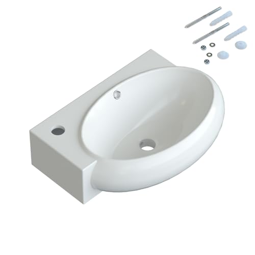 YAKE Handwaschbecken klein gäste wc Waschbecken weiß Design 44x 29x 13,5cm hängend Wandmontage Bad Waschplatz Waschbecken mit Wasserhahnloch und Überlauf aus Keramik YAKE Handwaschbecken klein gäste wc Waschbecken weiß Design 44x 29x 13,5cm hängend Wandmontage Bad Waschplatz Waschbecken mit Wasserhahnloch und Überlauf aus Keramik von YAKE