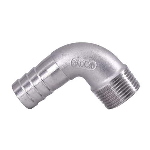 YAKUFAST 1/8" 1/4" 3/8" 1/2" 3/4" 1" -2" BSPT männlich 6 8 10 12 14 15-60mm Schlauchtülle Winkel 90 Grad 304 Edelstahl Rohrverschraubung(1l2 BSPT To 8mm) von YAKUFAST