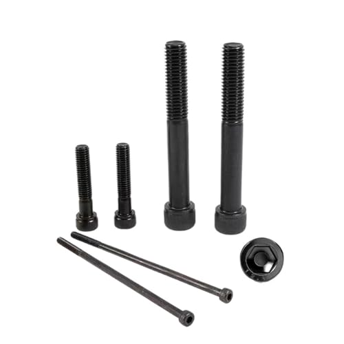 YAKUFAST 1~20 Stück M3 M4 M5 M6 M8 Schwarzes Halbgewinde, verlängert, lang, Innensechskant, Zylinderkopfschraube, Stahl der Güteklasse 12.9, L=30–300 mm(220mm-1pcs,M6) von YAKUFAST