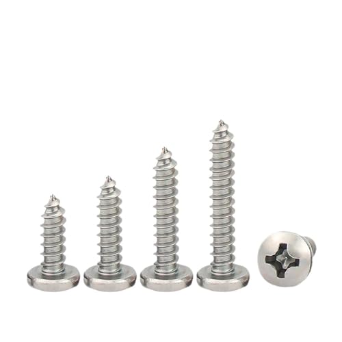 YAKUFAST M1 .2 .4 .7 M2 .3 .6 M3 .5 M4 M5 M6 Edelstahl 304 Kreuzschlitz-Blechschraube mit rundem Kopf, Holzschrauben(4mm,M2.6-100pcs) von YAKUFAST