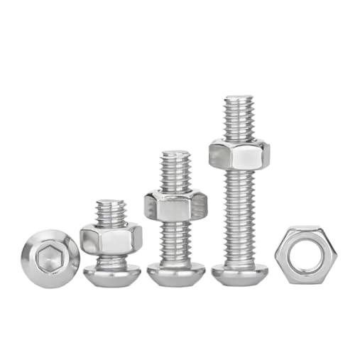 YAKUFAST M2,5 M3 M4 M5 M6 M8 304 A2 Edelstahl Bolzen Muttern Set Metrische Sechskant Innensechskant Taste Kopf Schraube Kits Befestigen(13mm,M8-2Sets) von YAKUFAST