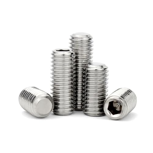 YAKUFAST M4 M5 M6 M7 M8 M9 M10 M12 304 Edelstahl 12,9 DIN913 Feingewinde Sechskant Innensechskant Flachgewindestift Kopfloser Bolzen Stellschraube(304 stainless steel,5pcs M8x1x16) von YAKUFAST