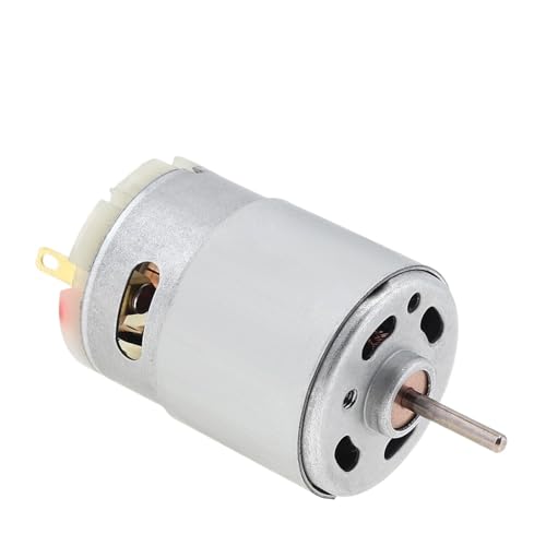 YAKUFAST RS380 Gleichstrommotor 5 V/12 V, 5500 U/min, Mikrobürstenmotor mit Abschirmring for Heimwerkerspielzeug, Haartrockner, Mini-Ventilator, Kleingeräte(12V Double Shaft) von YAKUFAST