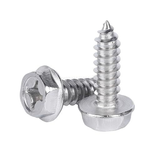 YAKUFAST Selbstschneidende Sechskantschraube aus Edelstahl 304, Kreuzschlitz-Sechskantflansch-Kreuzkopfschrauben, Holznagel M3 M4 M5 M6(M5x40 20pcs) von YAKUFAST