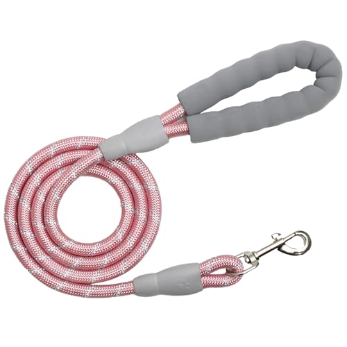 YALAVA Hundeleine, 1,5 m, mit bequemem, grauem, gepolstertem Griff, 1,27 cm, strapazierfähiges, stark reflektierendes Seil und um 360° drehbarer Haken zum Gehen, Laufen, Training, Rosa YALAVA Hundeleine, 1,5 m, mit bequemem, grauem, gepolstertem Griff, 1,27 cm, strapazierfähiges, stark reflektierendes Seil und um 360° drehbarer Haken zum Gehen, Laufen, Training, Rosa von YALAVA