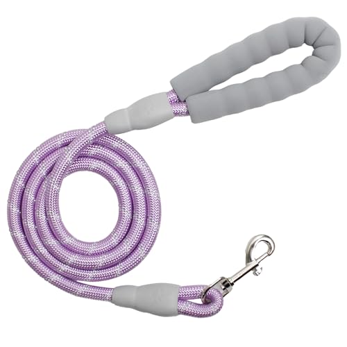 YALAVA Hundeleine, 1,5 m, mit bequemem, grauem, gepolstertem Griff, 1,27 cm, strapazierfähiges, stark reflektierendes Seil und um 360° drehbarer Haken zum Gehen, Laufen, Training, Violett YALAVA Hundeleine, 1,5 m, mit bequemem, grauem, gepolstertem Griff, 1,27 cm, strapazierfähiges, stark reflektierendes Seil und um 360° drehbarer Haken zum Gehen, Laufen, Training, Violett von YALAVA
