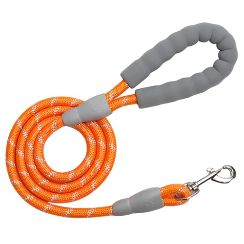 YALAVA Hundeleine, 1,8 m, mit bequemem, grauem, gepolstertem Griff, 1,27 cm, strapazierfähiges, stark reflektierendes Seil und um 360° drehbarer Haken zum Gehen, Laufen, Training, Orange YALAVA Hundeleine, 1,8 m, mit bequemem, grauem, gepolstertem Griff, 1,27 cm, strapazierfähiges, stark reflektierendes Seil und um 360° drehbarer Haken zum Gehen, Laufen, Training, Orange von YALAVA