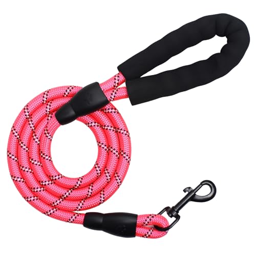 YALAVA Hundeleine mit bequemem, schwarzem, gepolstertem Griff, 1,27 cm, strapazierfähiges, stark reflektierendes Seil und um 360° drehbarer Haken zum Gehen, Laufen, Training, Rosa YALAVA Hundeleine mit bequemem, schwarzem, gepolstertem Griff, 1,27 cm, strapazierfähiges, stark reflektierendes Seil und um 360° drehbarer Haken zum Gehen, Laufen, Training, Rosa von YALAVA